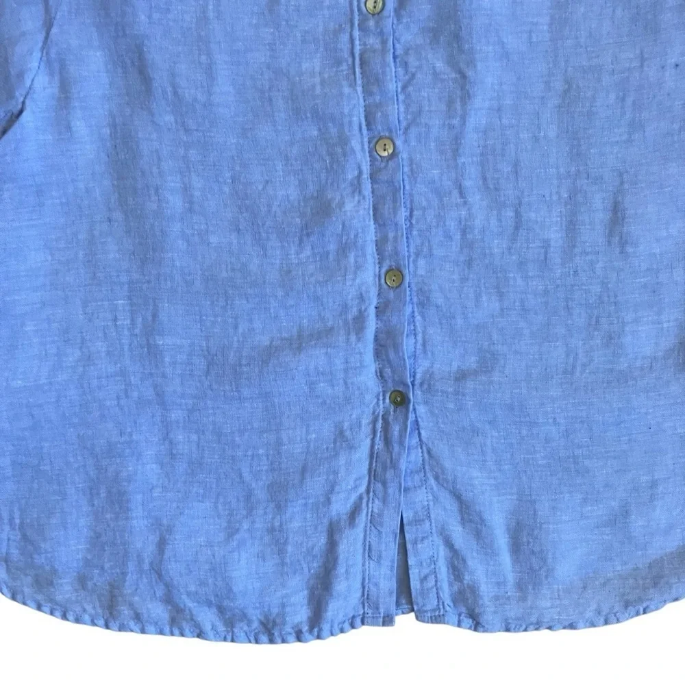 Sigrid Olsen Sky Blue Linen Button Up Pocketed Tunic Shirt Lagenlook Resort XXL - Picture 10 of 16